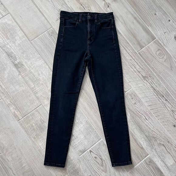 American Eagle 360 NE(X)T Curvy Super Hi-Rise High Waisted Jegging Black Jeans - Picture 2 of 10